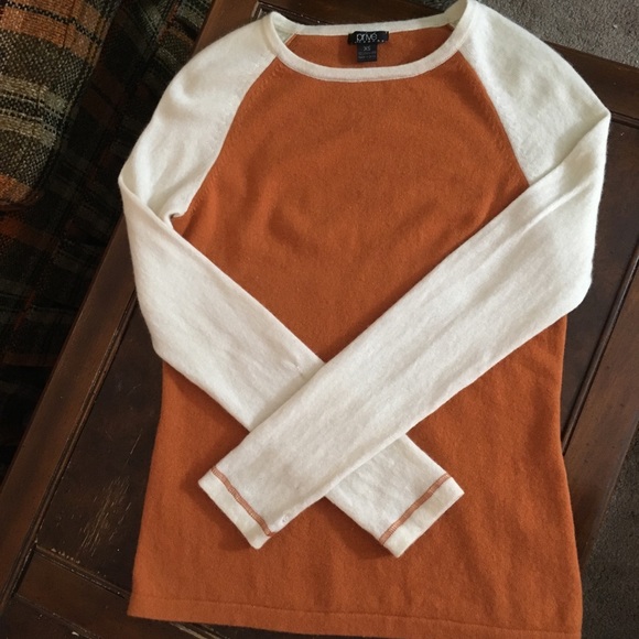 Sweaters - Prive 100% Cashmere Orange & Cream Sweater